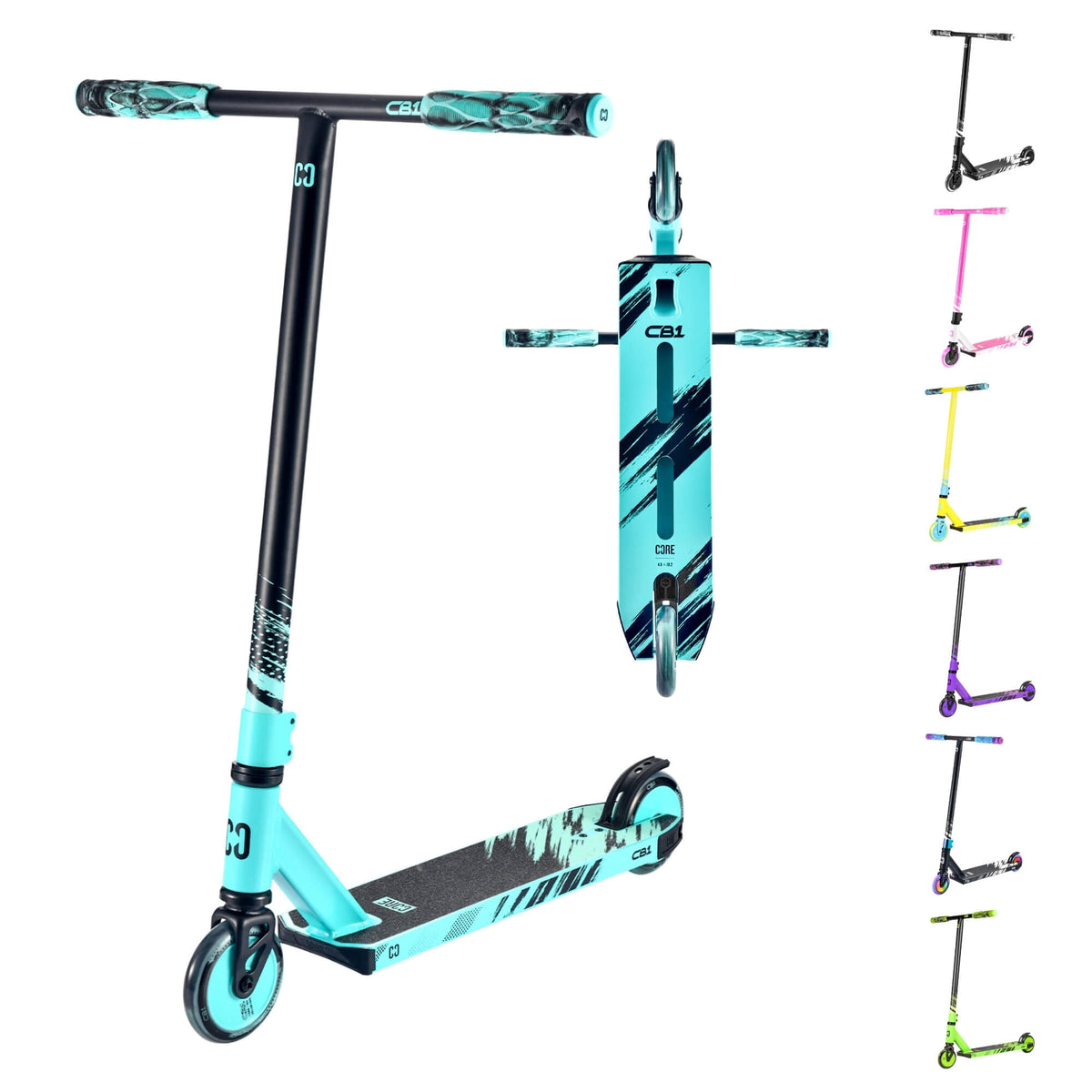 CORE CB1 beginner stunt scooter in teal and black - lifestyle