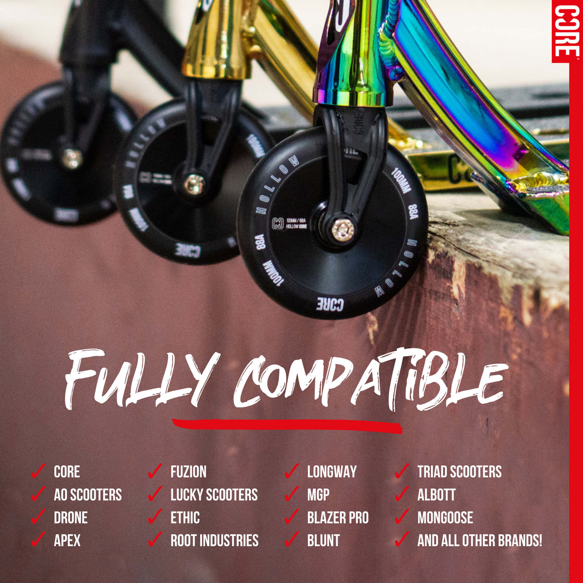 CORE Hollow Stunt Scooter Wheel 100mm - Black