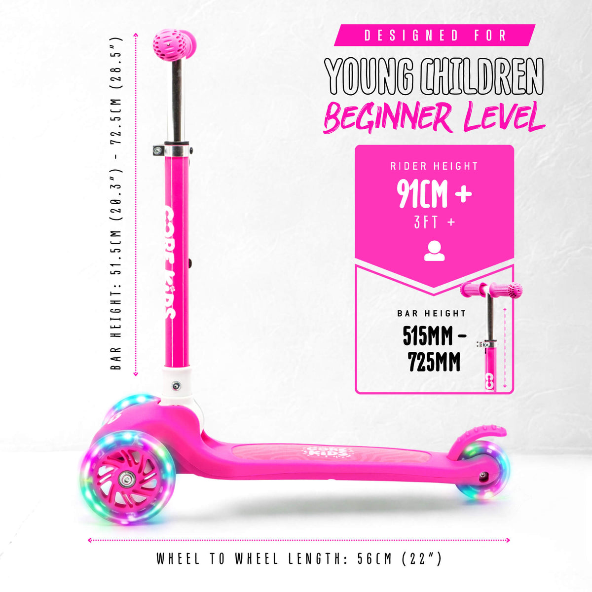 CORE Kids Foldy 3 Wheel Scooter - Pink