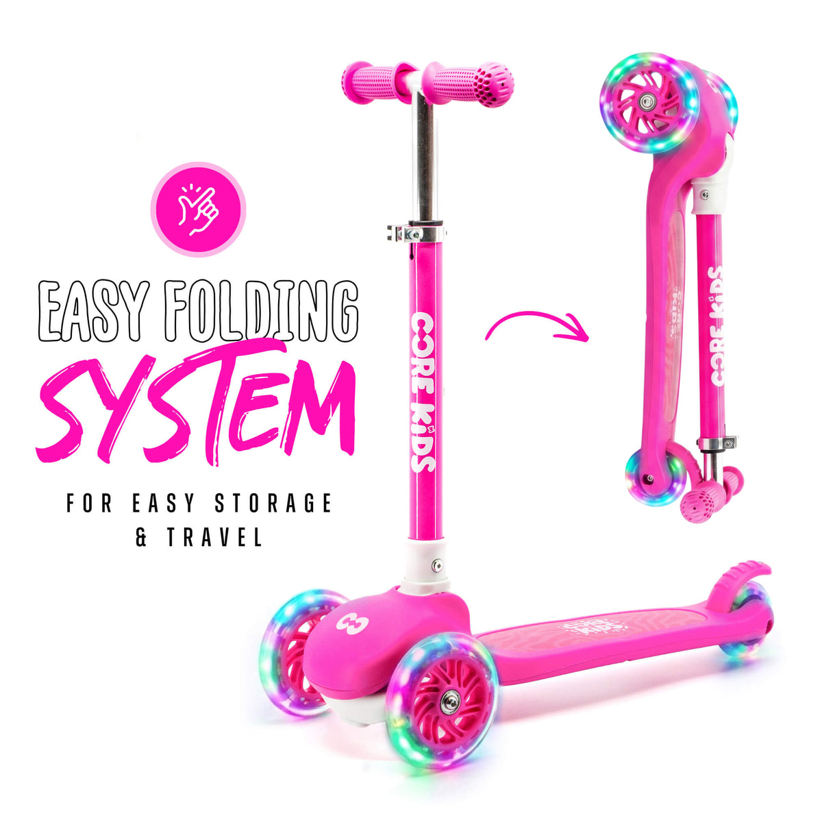 CORE Kids Foldy 3 Wheel Scooter - Pink