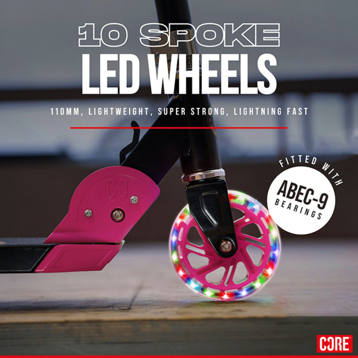 CORE Kids Foldy Black & Pink Kick Scooter For Kids I Kick Scooter For Kids LED