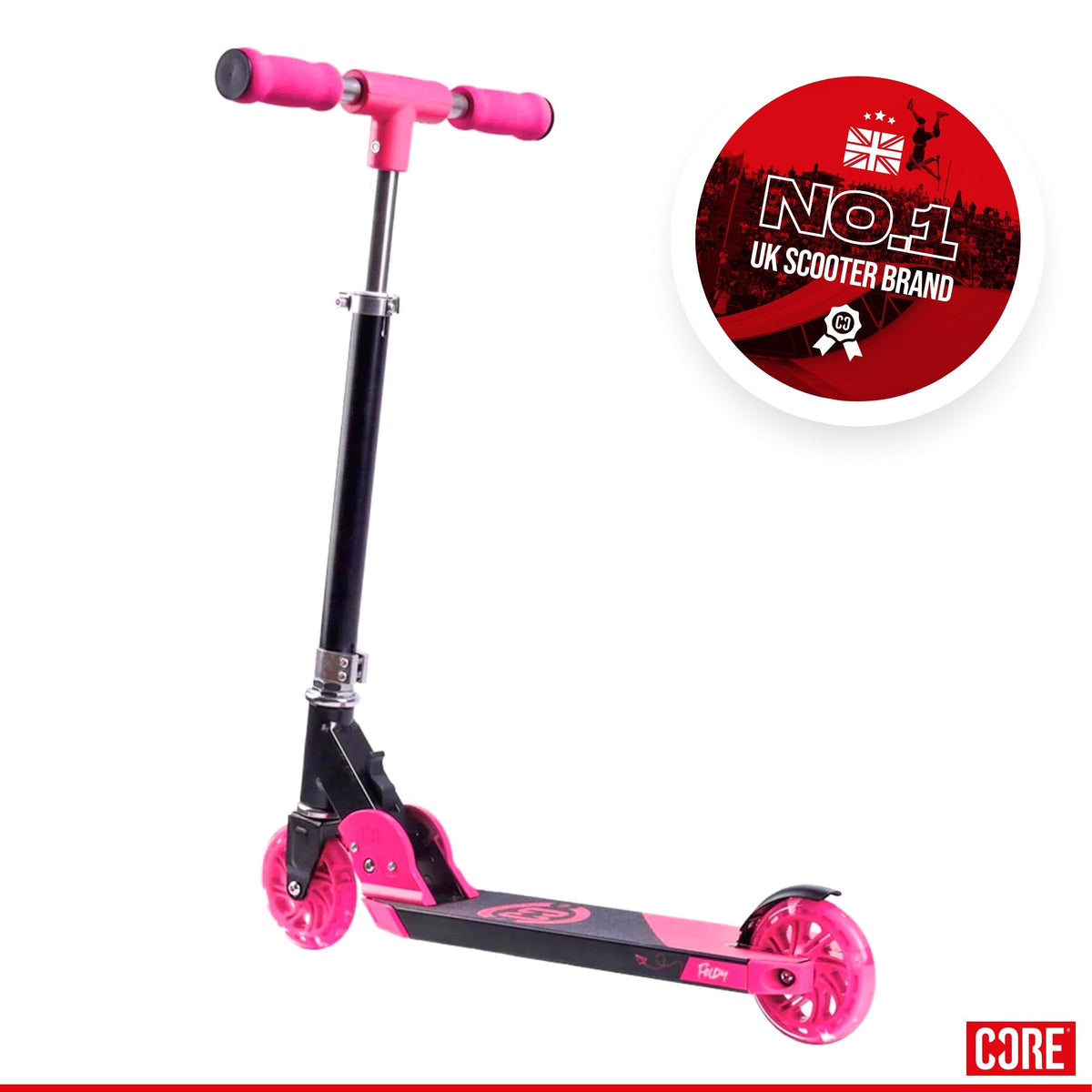 CORE Kids Foldy Black & Pink Kick Scooter For Kids I Kick Scooter For Kids Alternate View