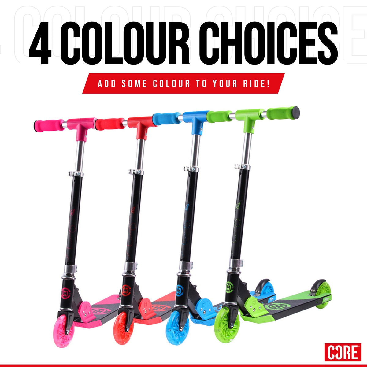 CORE Kids Foldy Black & Pink Kick Scooter For Kids I Kick Scooter For Kids Alternate Colors
