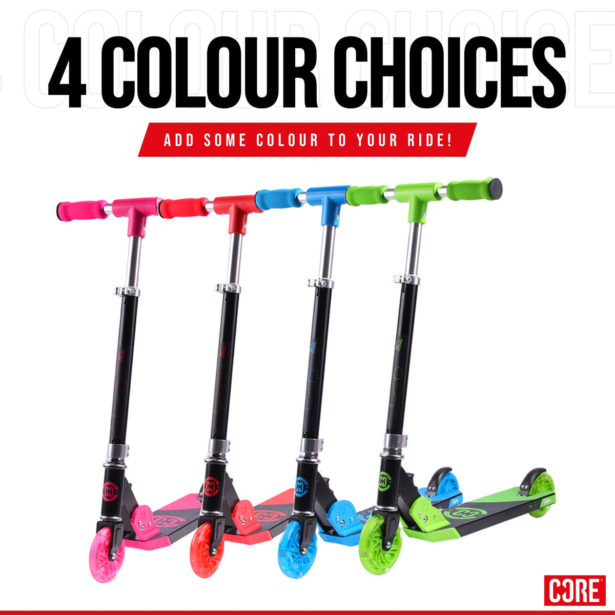 CORE Kids Foldy Black & Red Kick Scooter For Kids I Kick Scooter For Kids Colors
