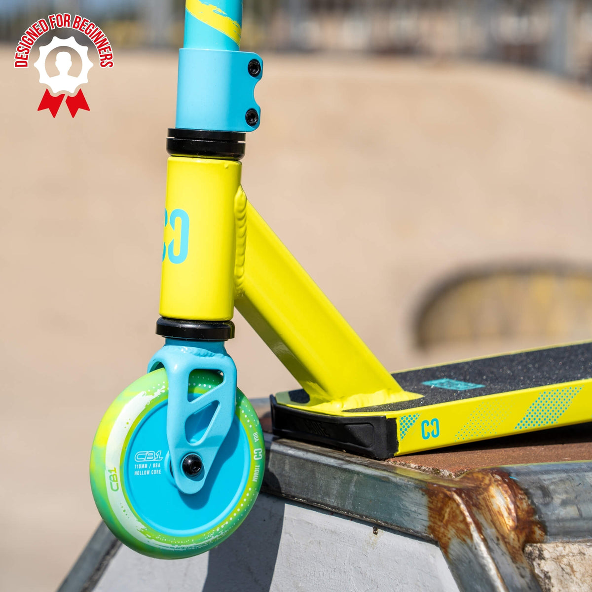 CORE CB1 complete scooter in neon and blue