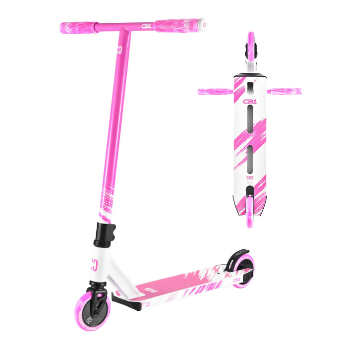 CORE CB1 beginner stunt scooter for kids in white and pink