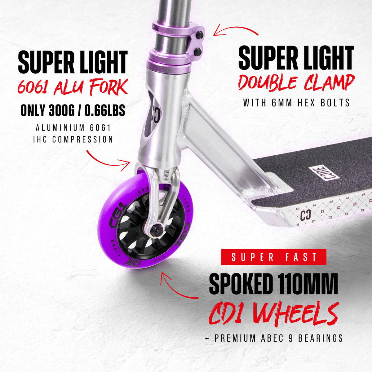 CORE CG1 Complete Scooter - Raw/Purple