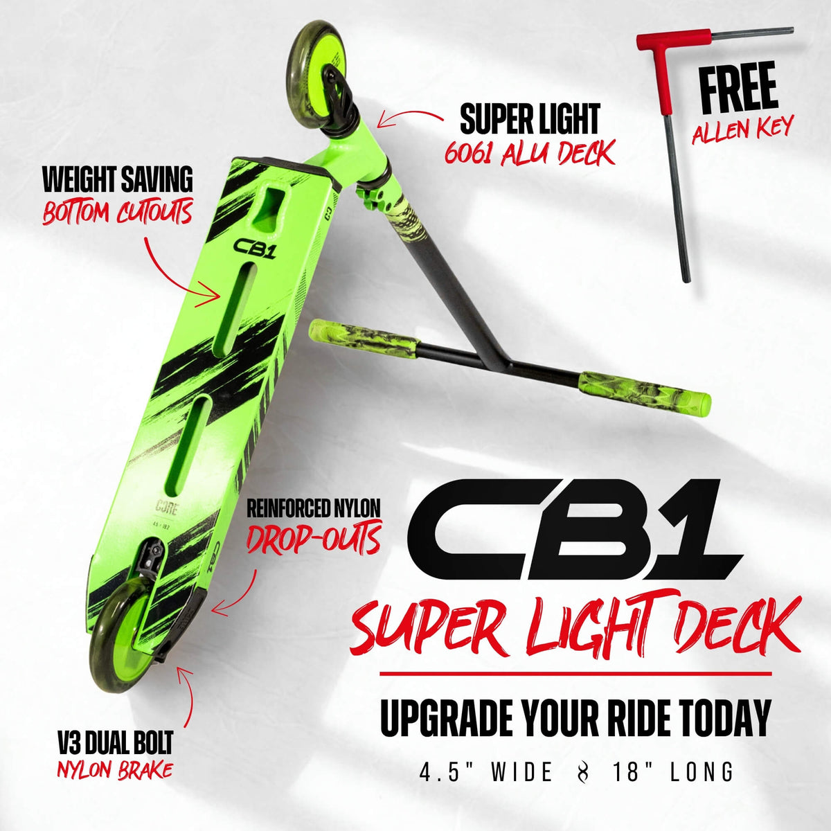 CORE CB1 complete scooter in black and green