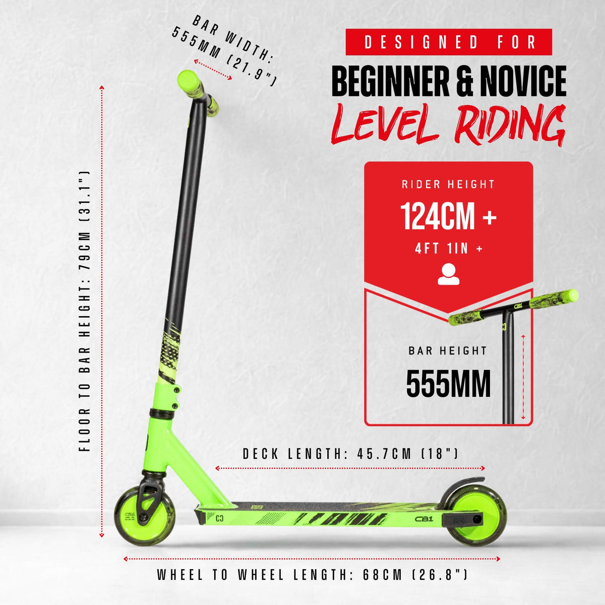 CORE CB1 complete scooter in black and green