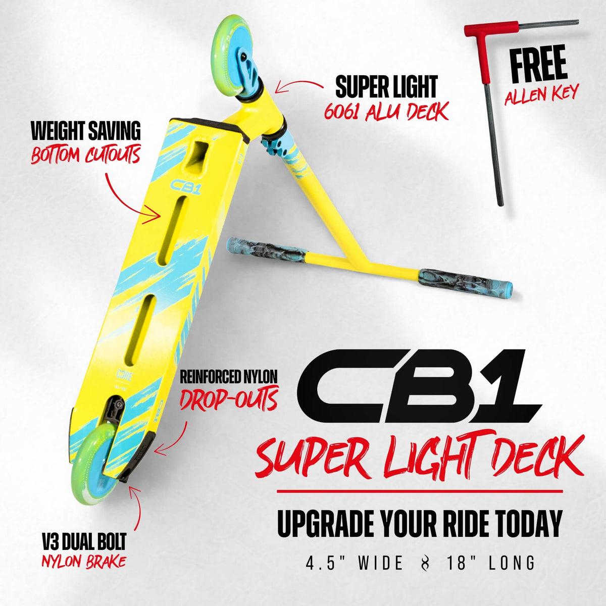 CORE CB1 complete scooter in neon and blue