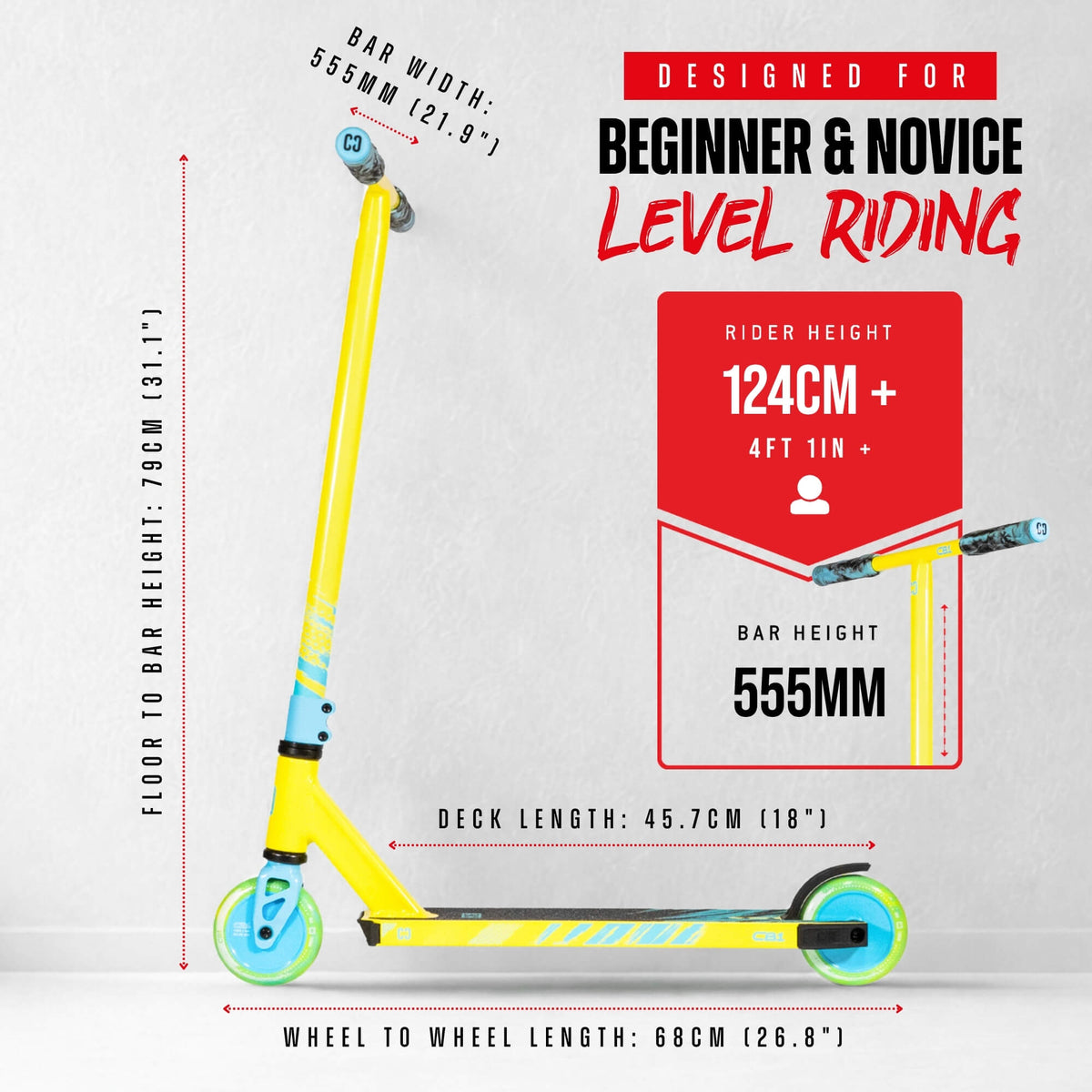 CORE CB1 complete scooter in neon and blue
