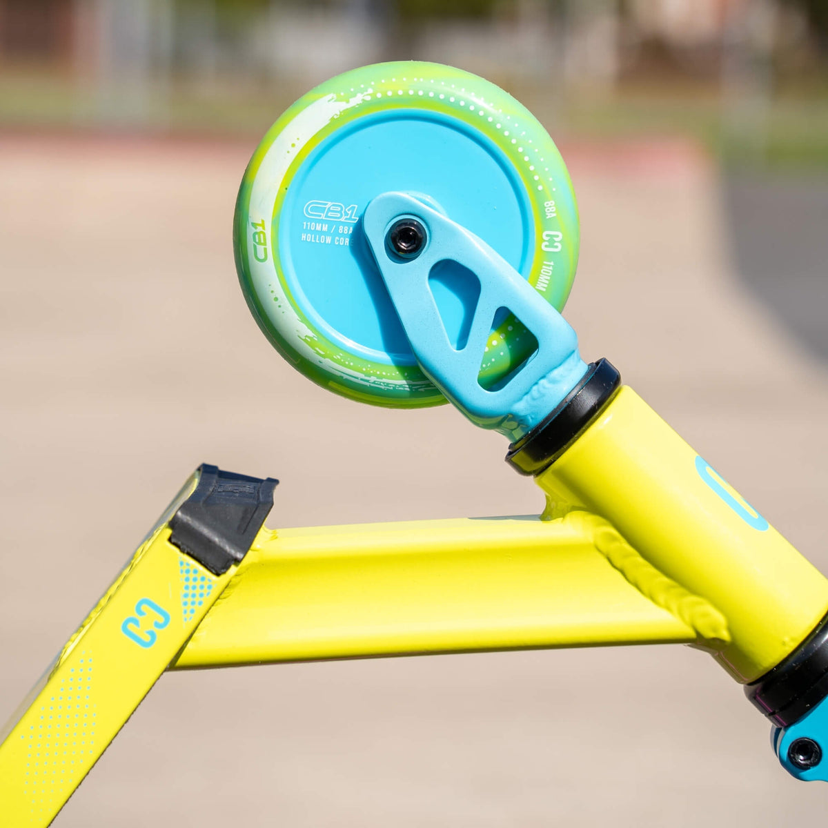 CORE CB1 complete scooter in neon and blue