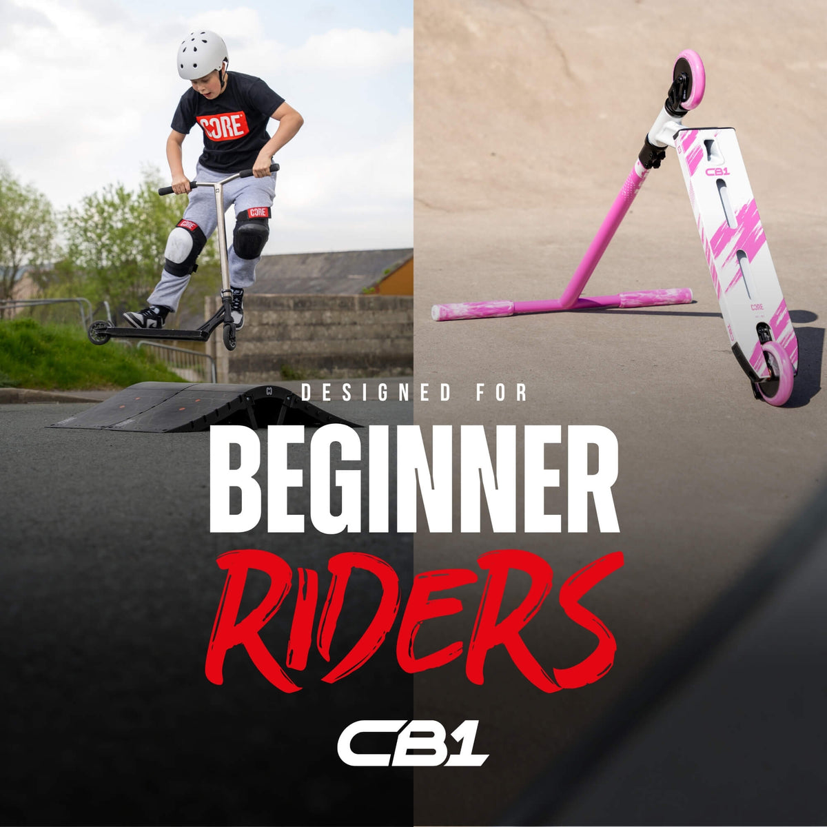 CORE CB1 beginner stunt scooter in white and pink