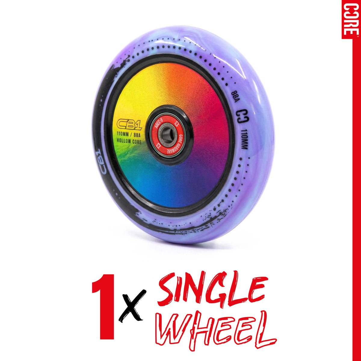 CORE CB1 Plastic Hollow Core Scooter Wheel 110mm - Black/Neo