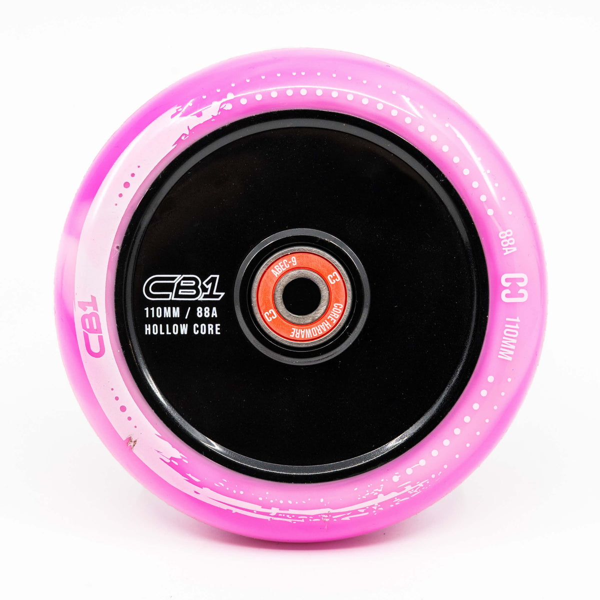 CORE CB1 Plastic Hollow Core Scooter Wheel 110mm - White/Pink
