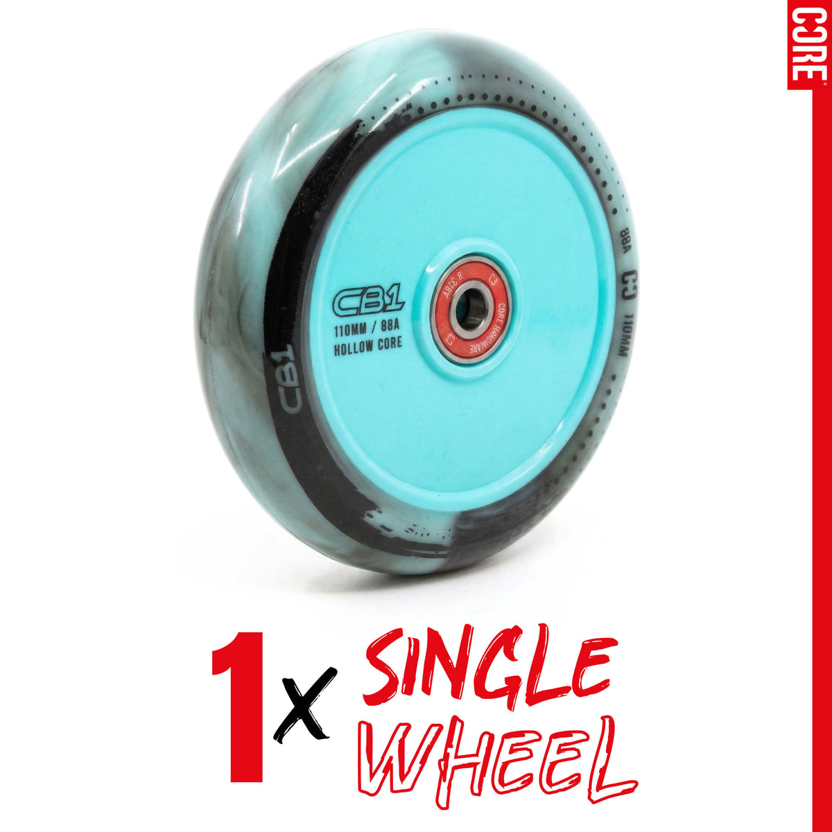 CORE CB1 Plastic Hollow Core Scooter Wheel 110mm - Black/Teal
