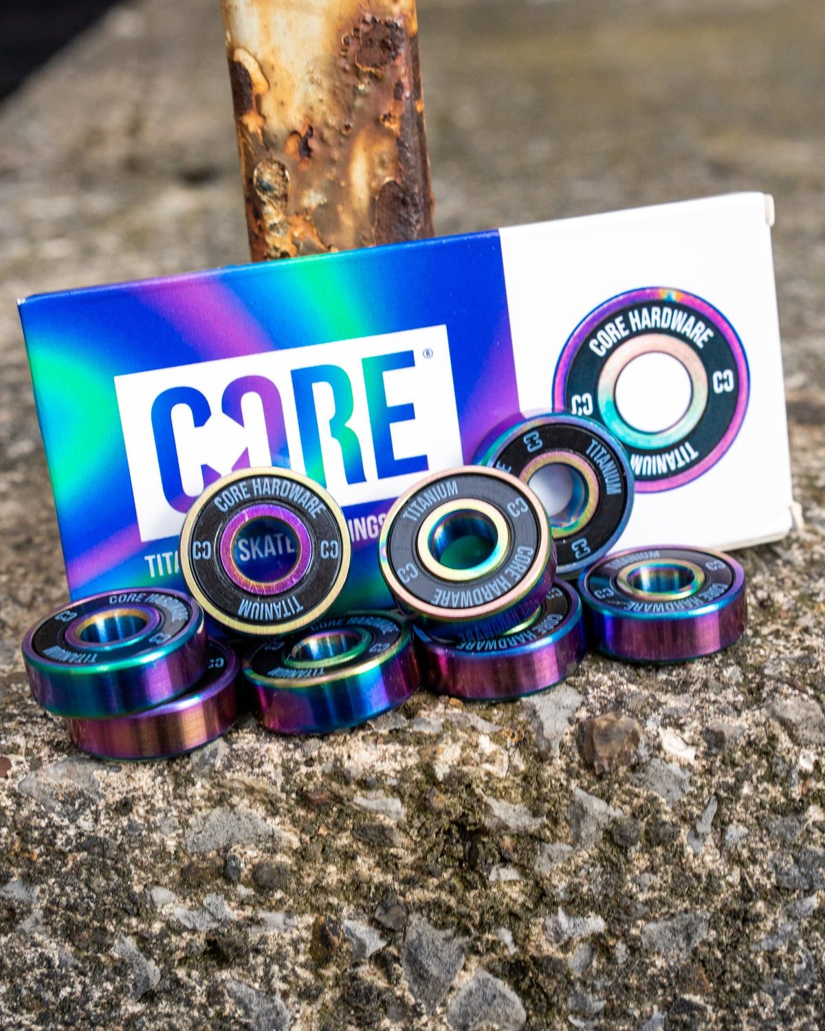 CORE Hardware Titanium Skate Bearings NeoChrome 8PK I Skate Board Bearings Multi Packaging