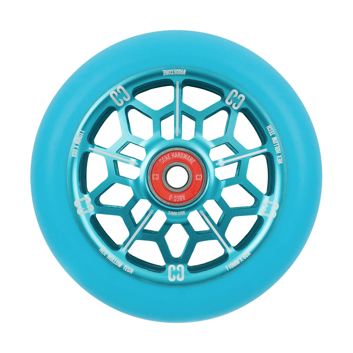CORE Hex Hollow Stunt Mint Blue Scooter Wheel 110mm I Scooter Wheel Side