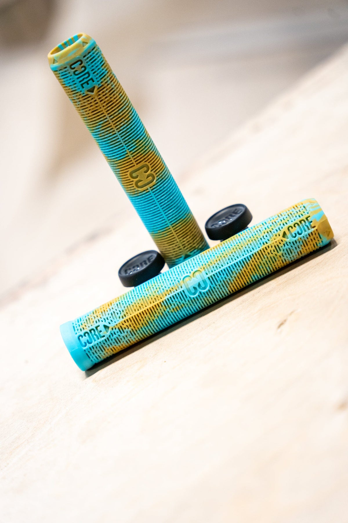 CORE Scooter Handlebar Grips Beach/Teal/Gum I Scooter Handlebar Grips Standing Laying