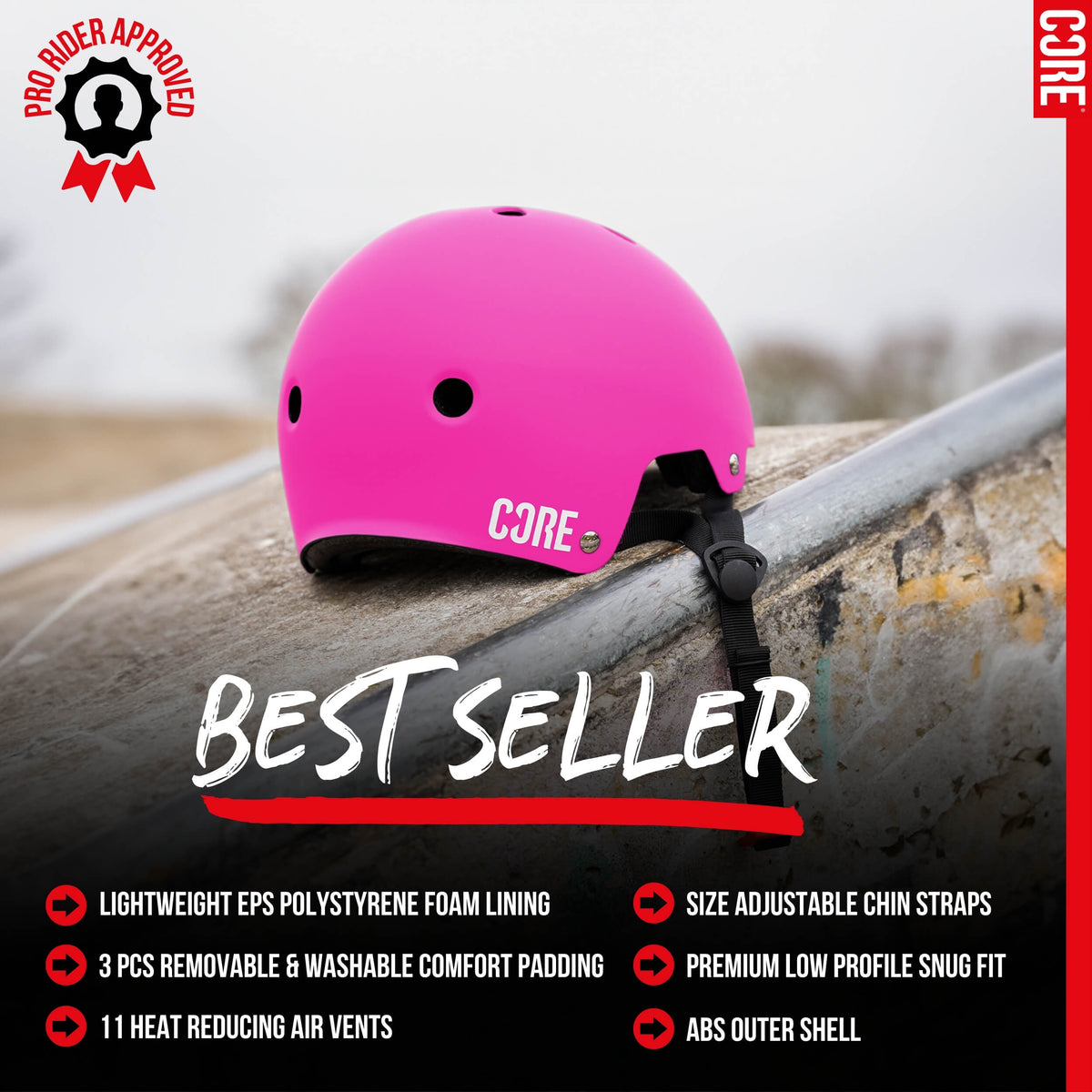 CORE Action Sports Helmet – Hot Pink