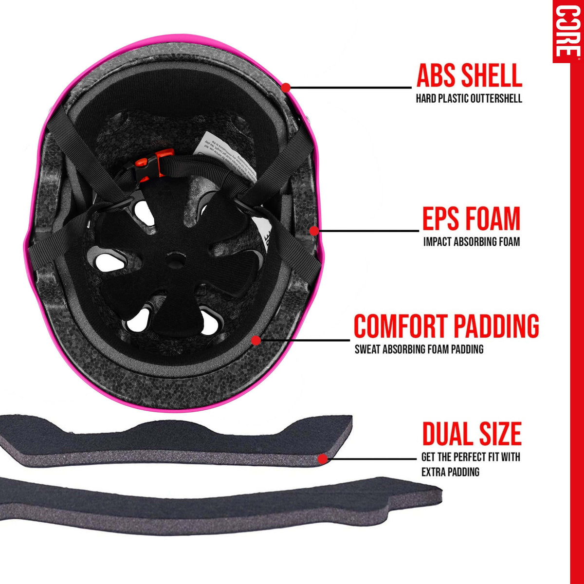 CORE Action Sports Helmet – Hot Pink