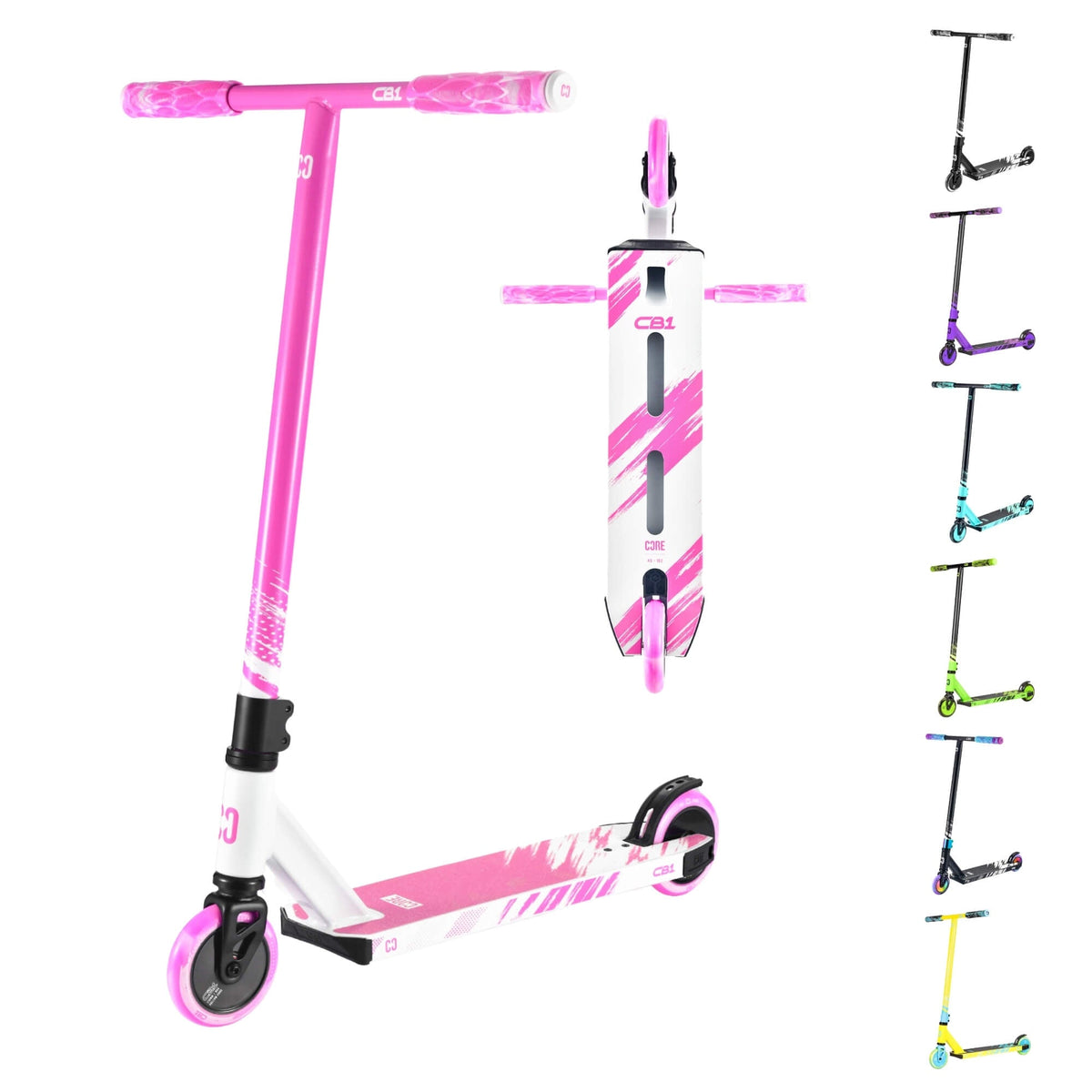 CORE CB1 beginner stunt scooter in white and pink - lifestyle
