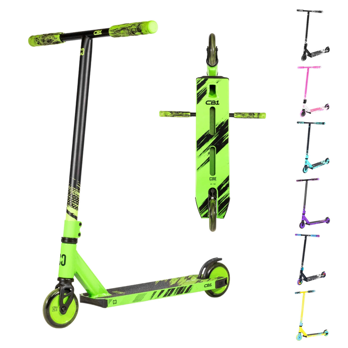 CORE CB1 complete scooter in black and green - lifestyle