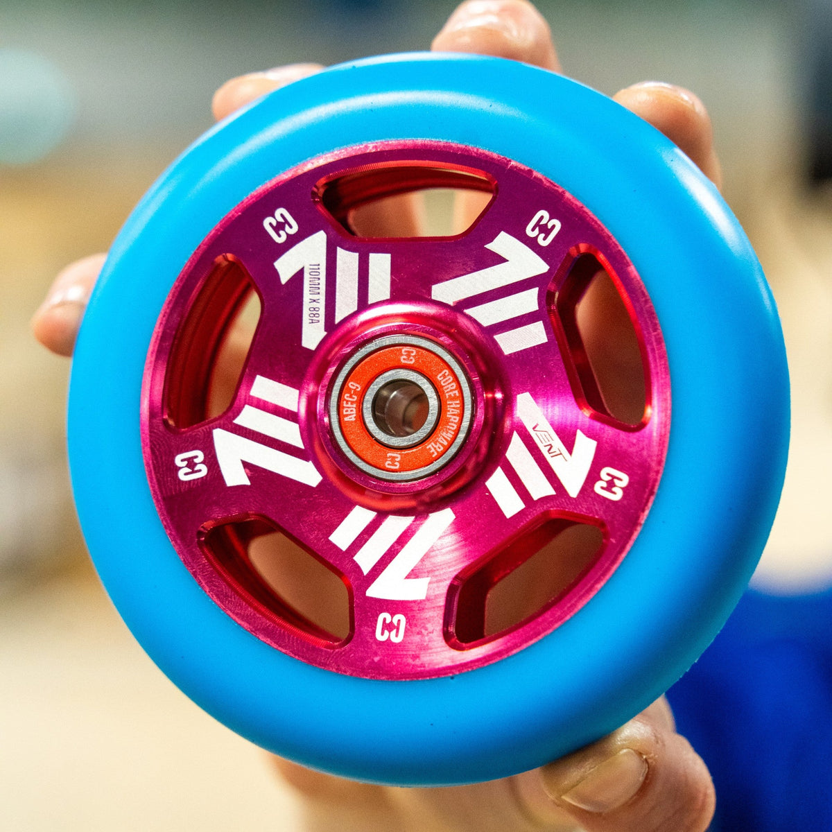 CORE Vent Hollow Scooter Wheel 110mm - Teal/Pink