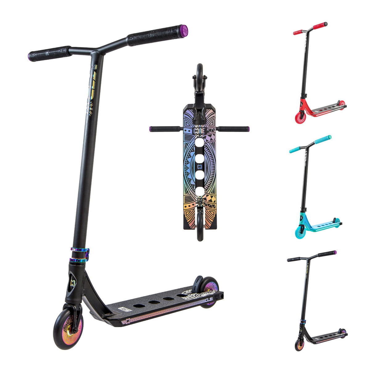 CORE CL1 complete stunt scooter in black and neochrome - lifestyle