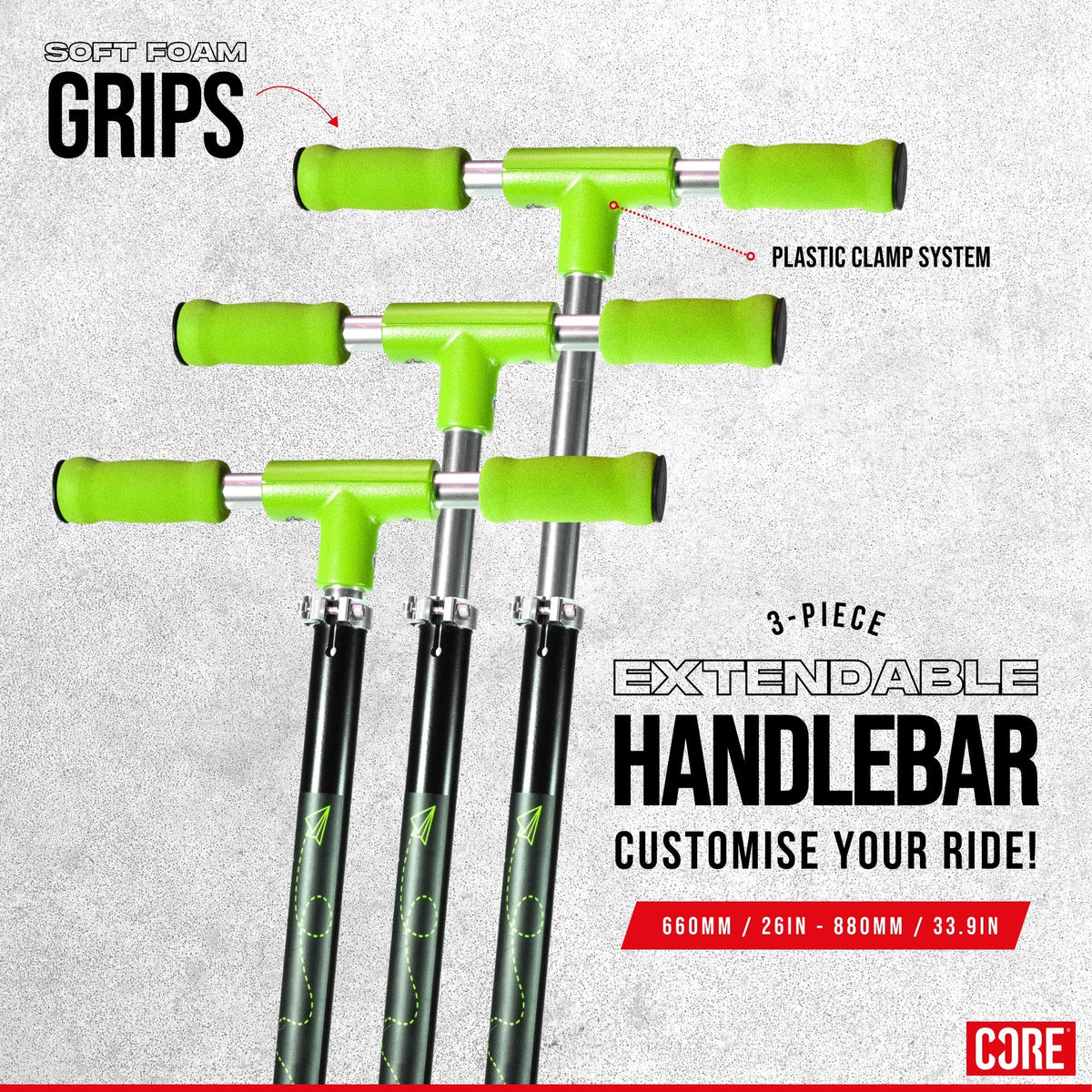 CORE Kids Foldy Black & Green Kick Scooter For Kids I Kick Scooter For Kids Handles