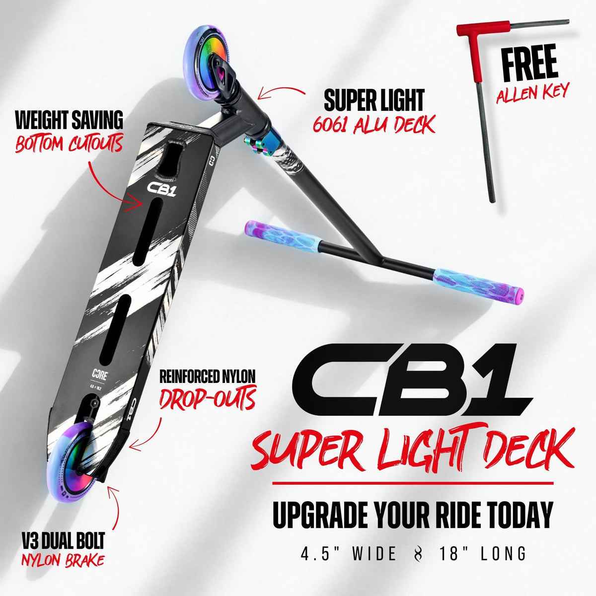 CORE CB1 beginner stunt scooter in black and neochrome