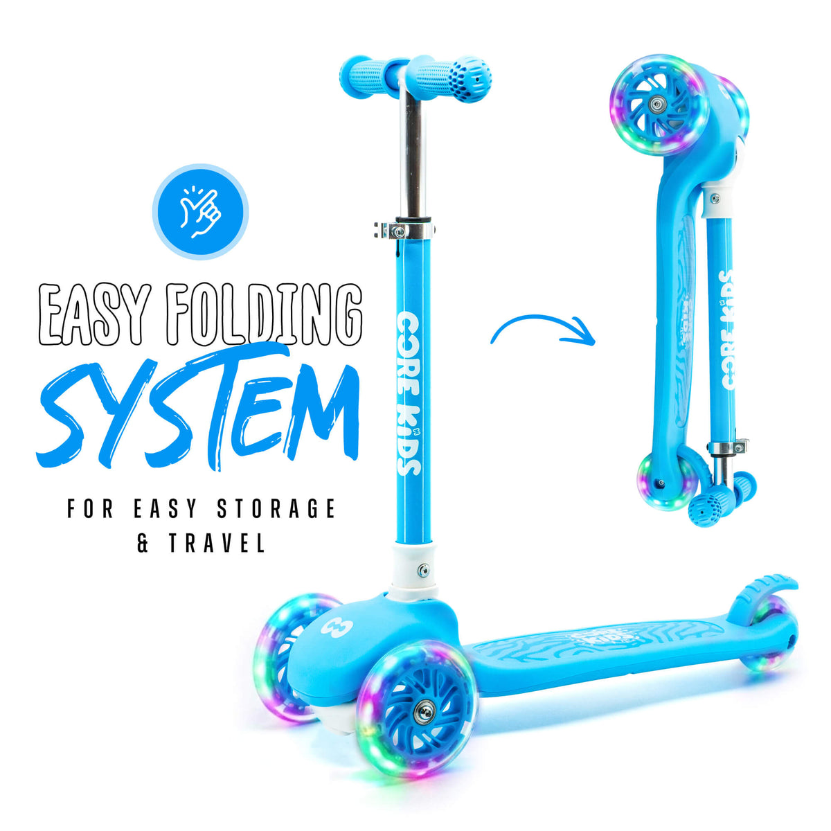 CORE Kids Foldy 3 Wheel Scooter - Blue