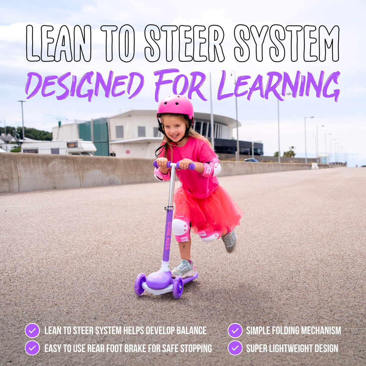 CORE Kids Foldy 3 Wheel Scooter - Purple