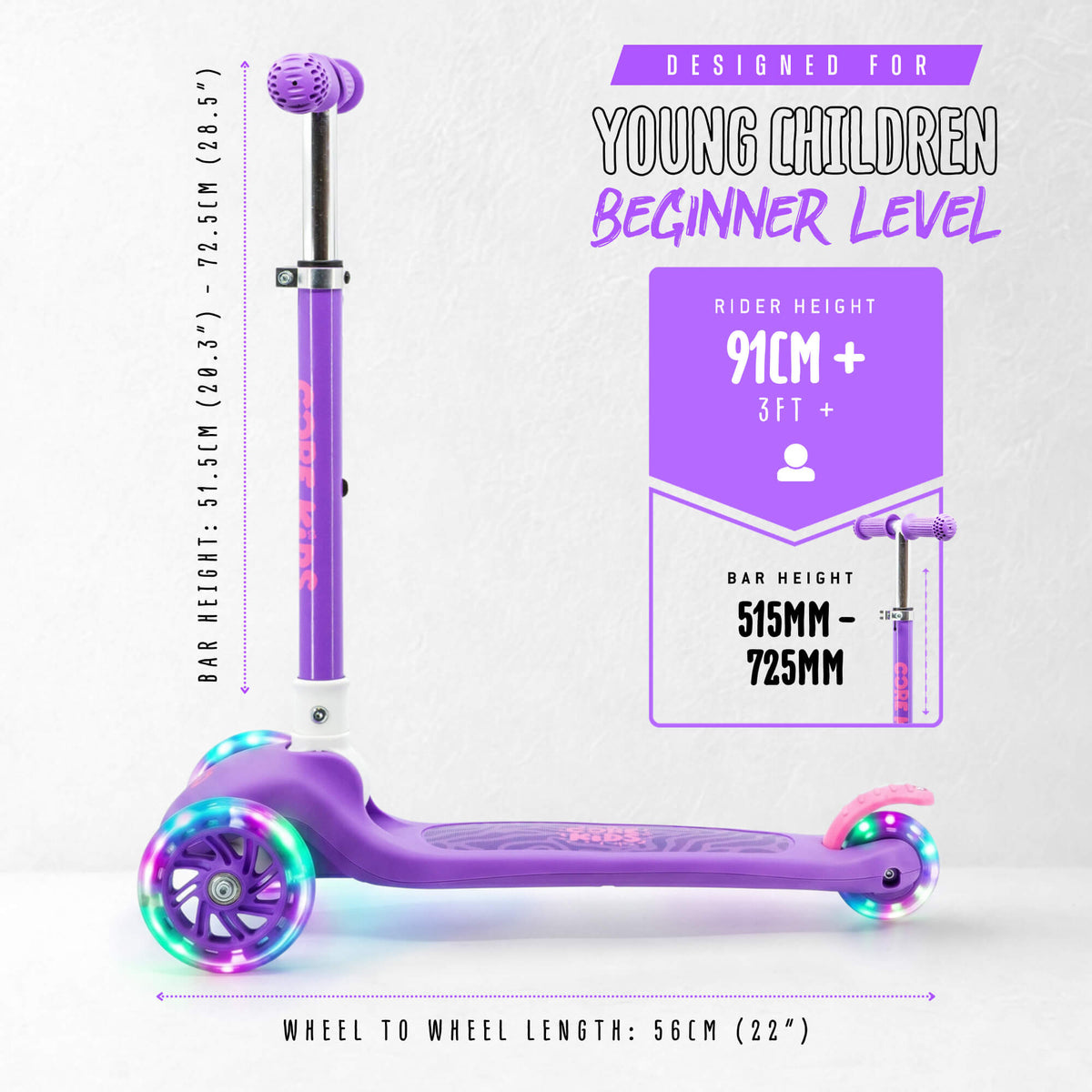 CORE Kids Foldy 3 Wheel Scooter - Purple