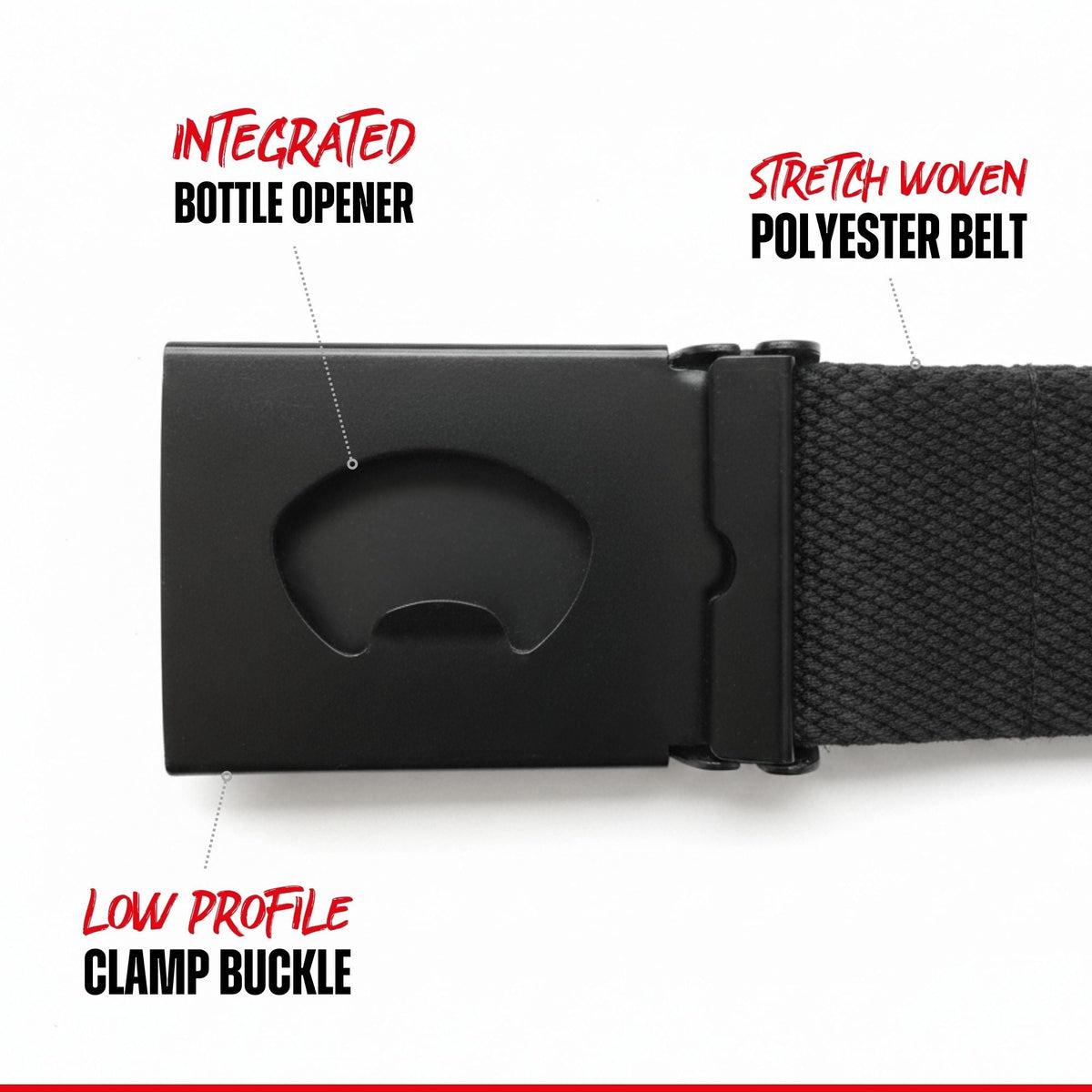 CORE Stretch Webbing Clamp Belt - Black/Black