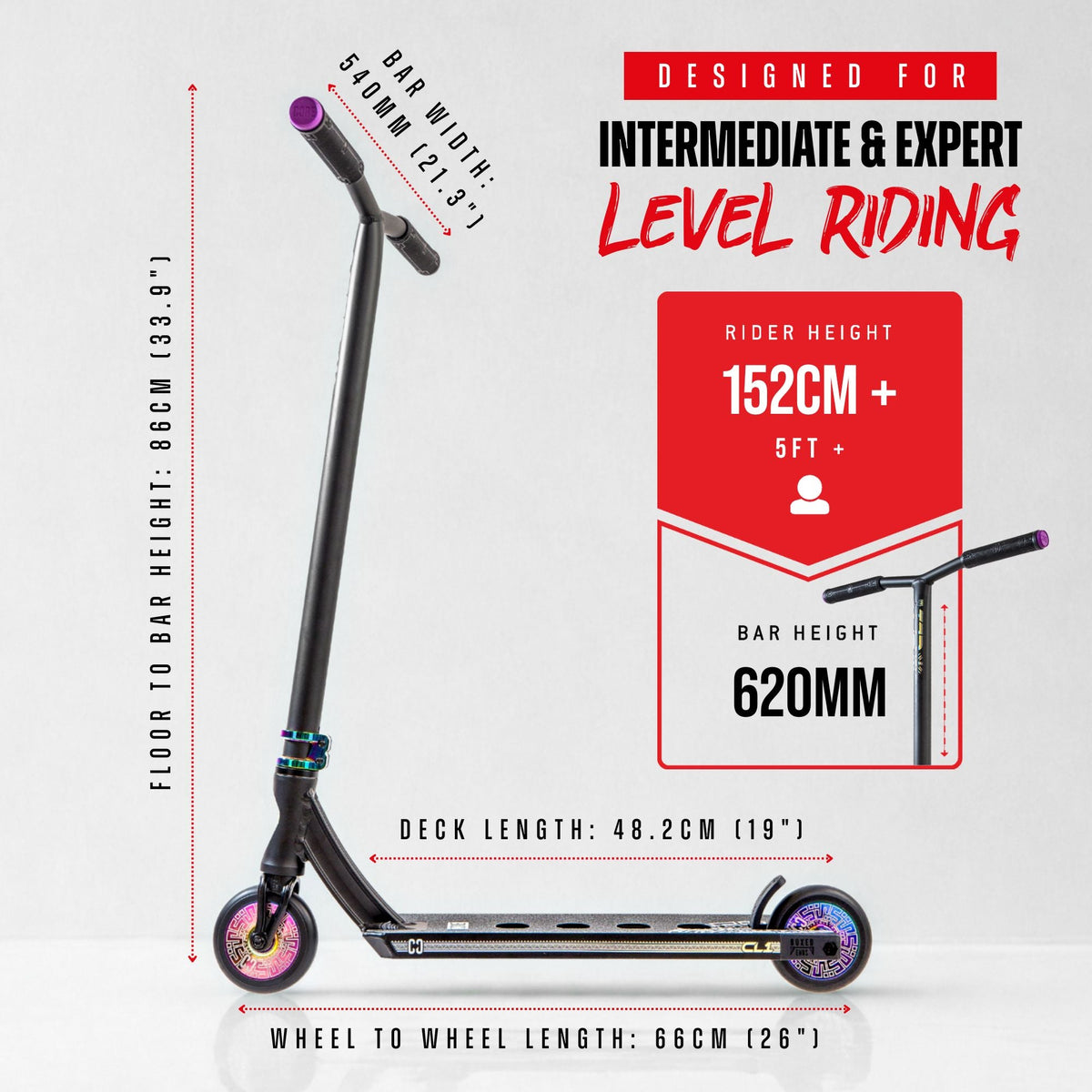CORE CL1 complete stunt scooter in black and neochrome - lifestyle
