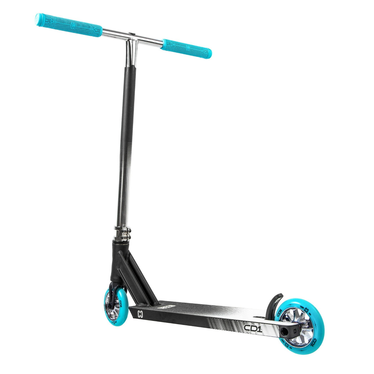 CORE CD1 complete stunt scooter in chrome and teal