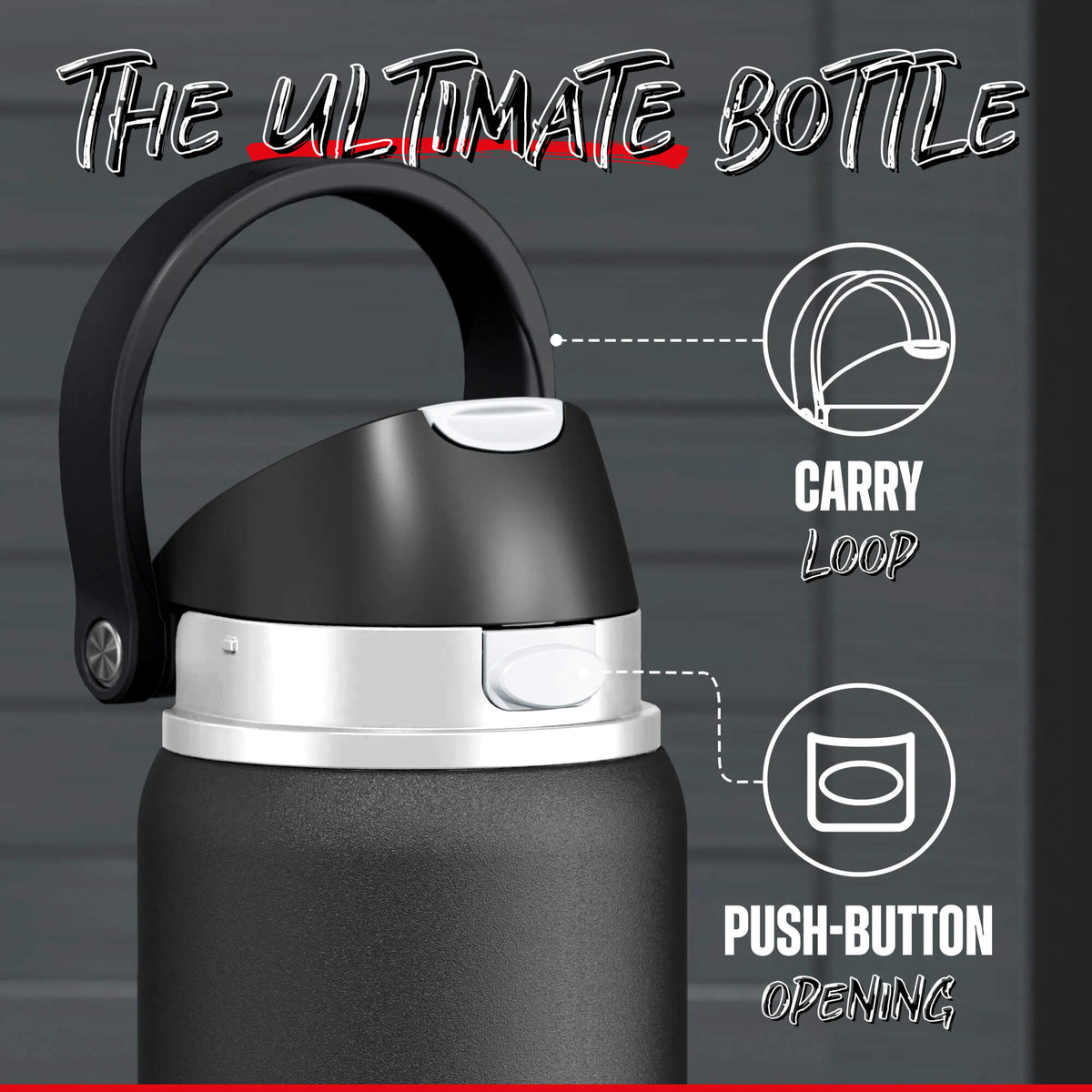 CORE Insulated Water Bottle, Dual Spout 750ml - Black