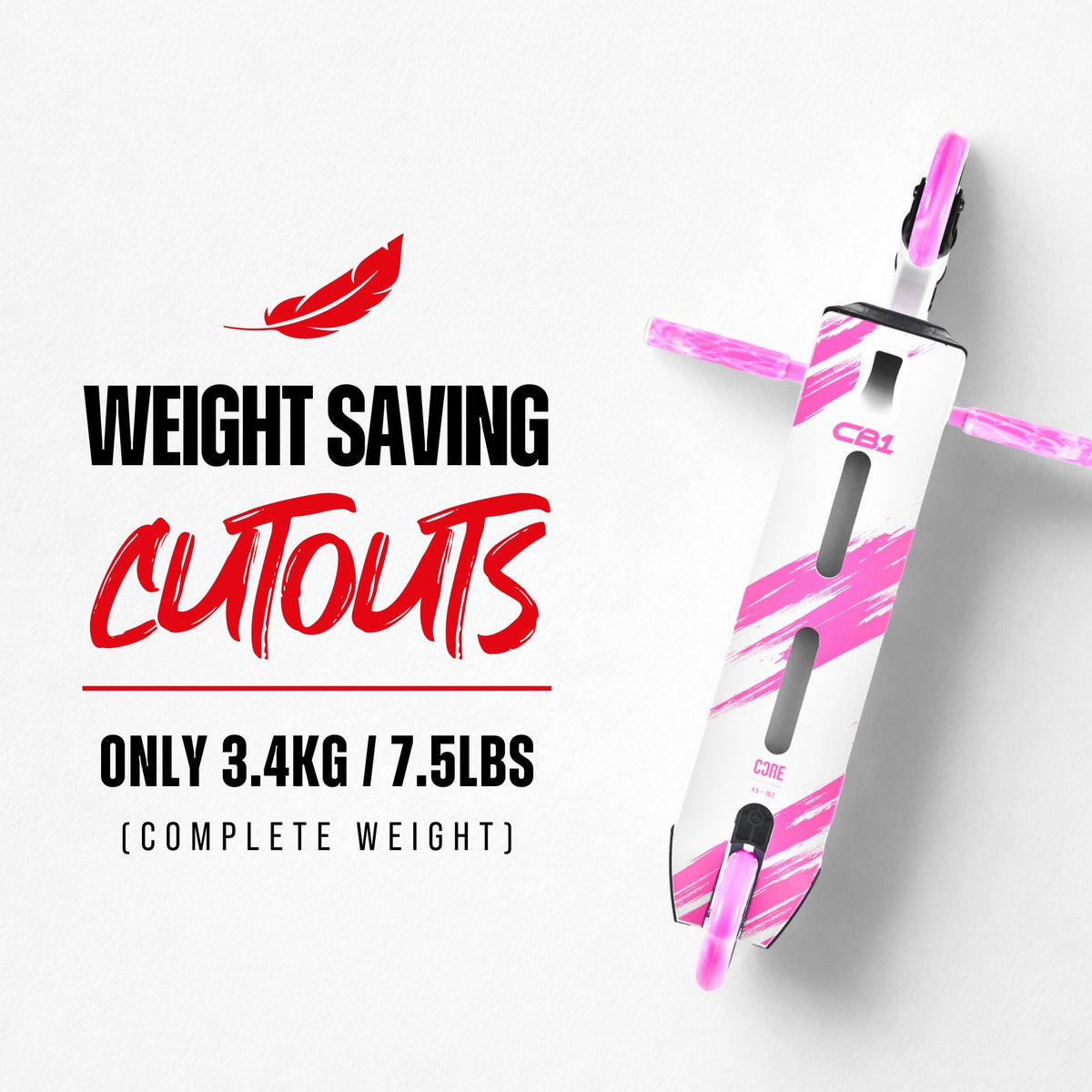 CORE CB1 beginner stunt scooter in white and pink