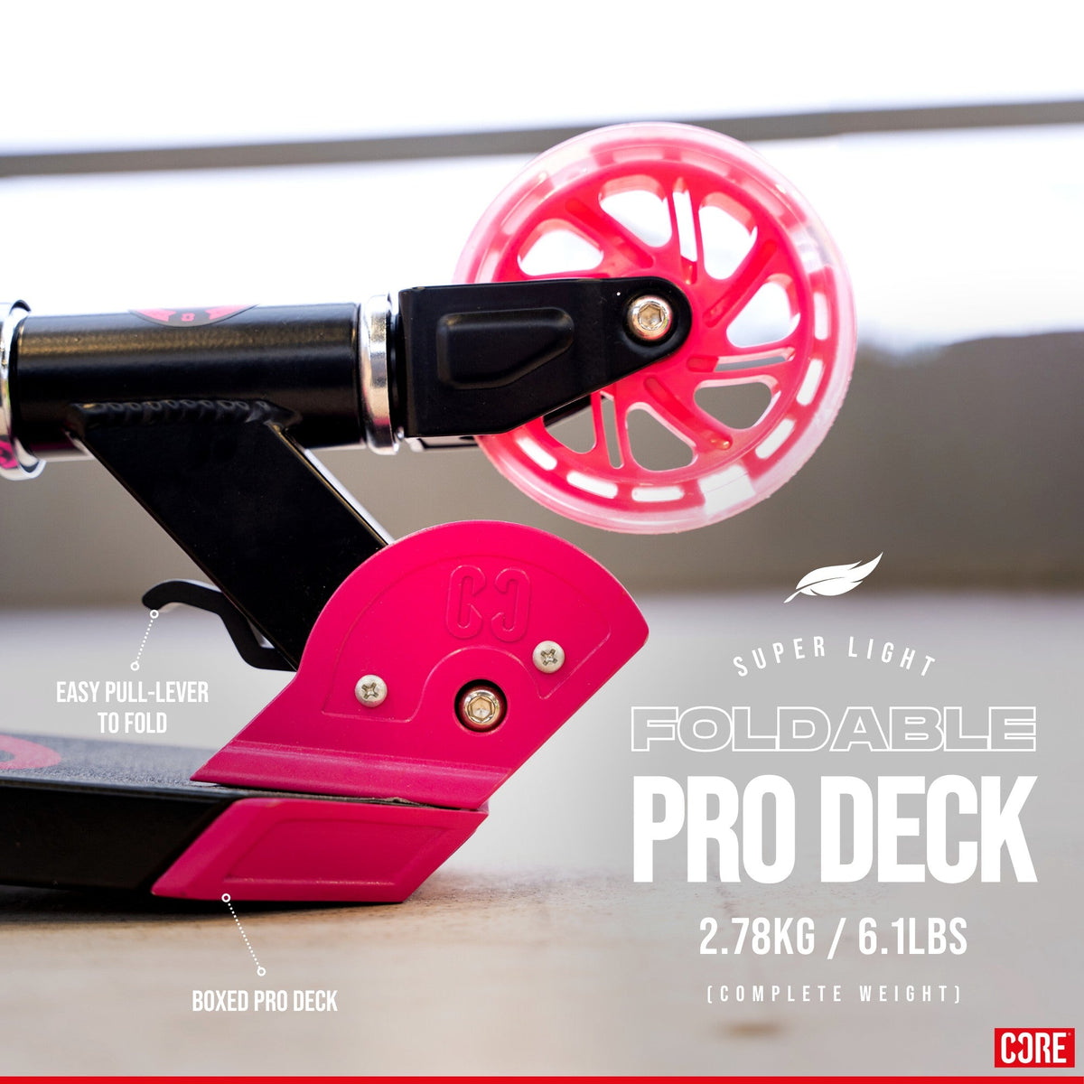 CORE Kids Foldy Black & Pink Kick Scooter For Kids I Kick Scooter For Kids Foldable