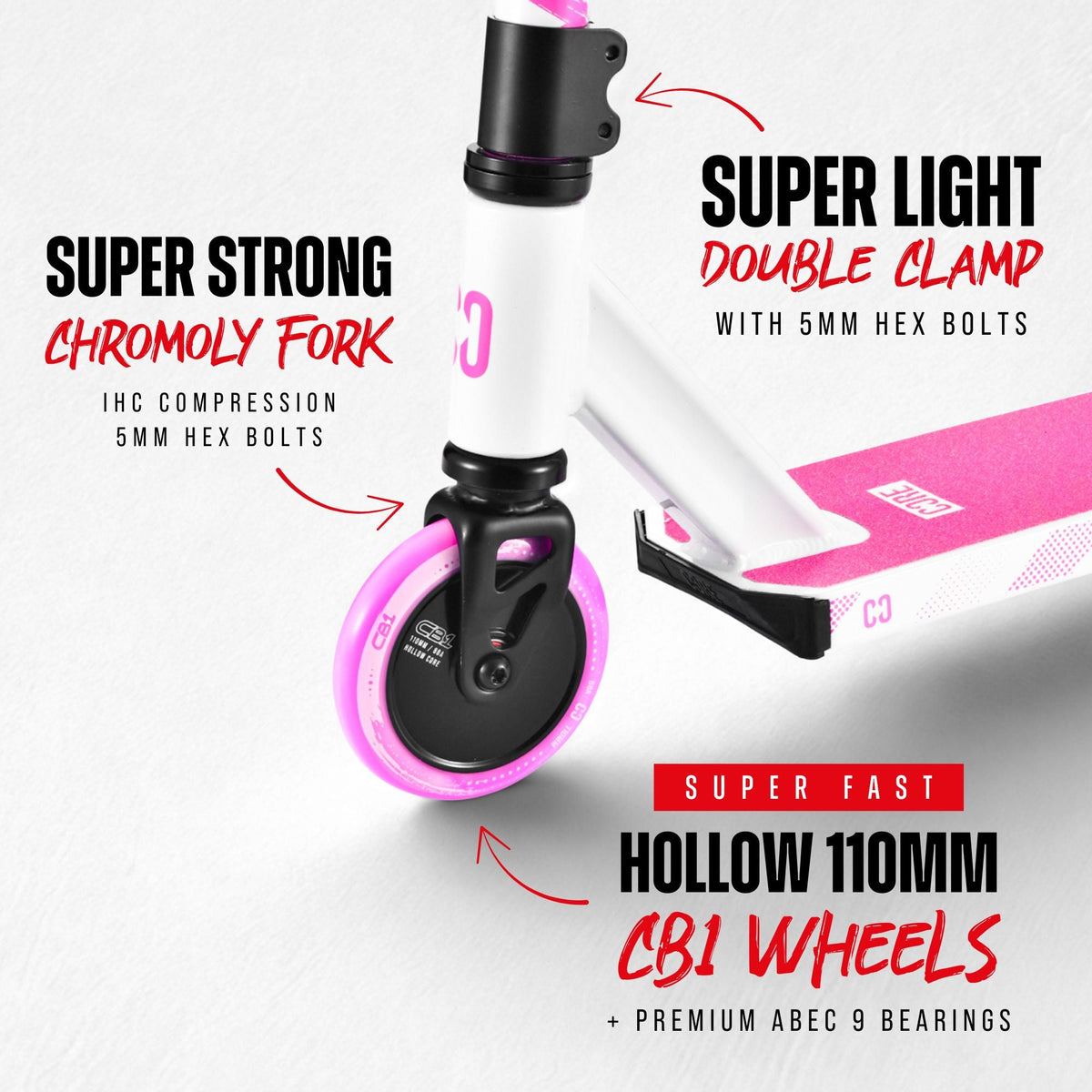 CORE CB1 beginner stunt scooter in white and pink