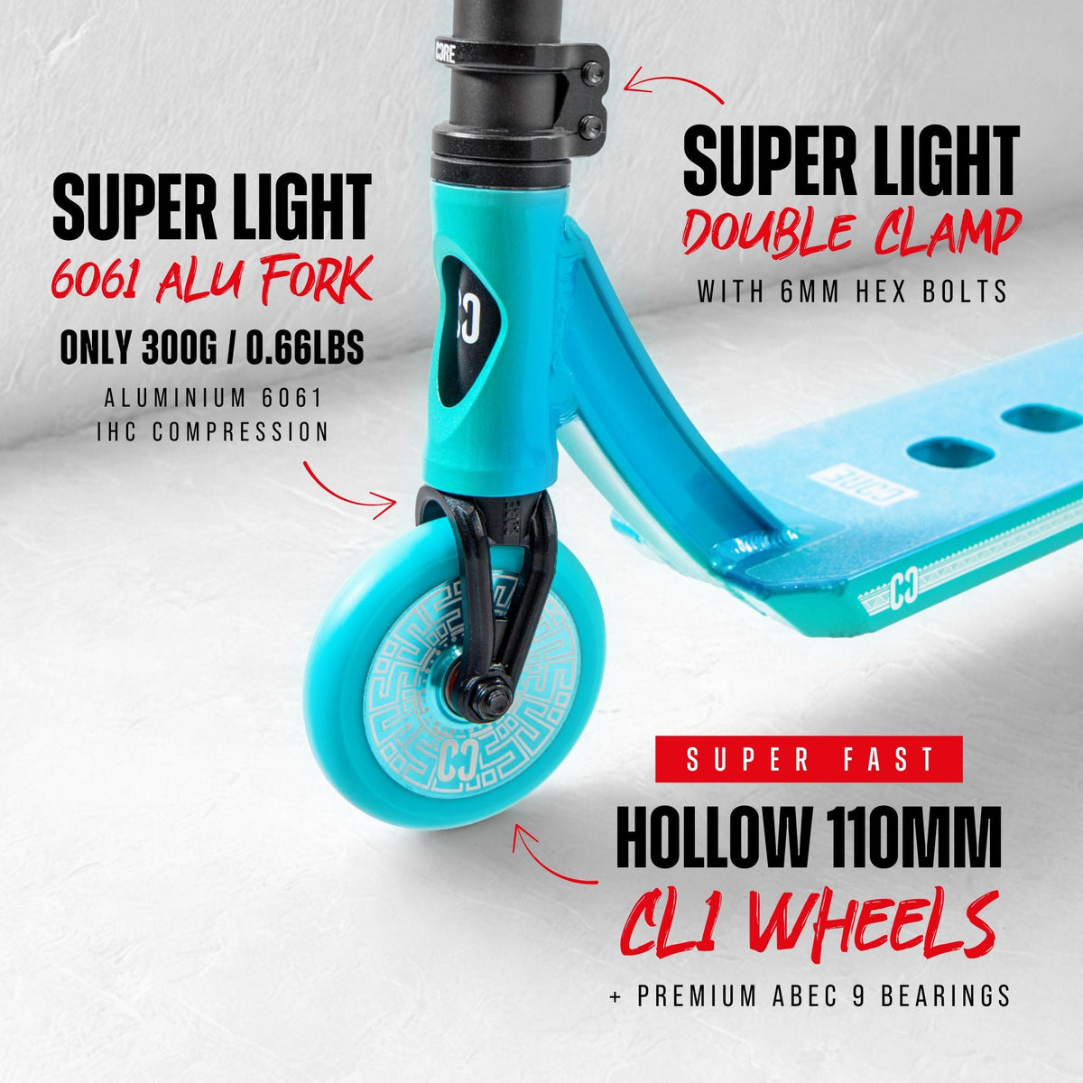 CORE CL1 complete stunt scooter in turtlescent teal - lifestyle
