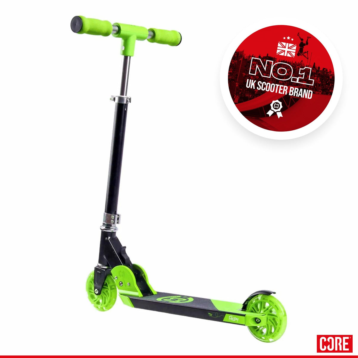 CORE Kids Foldy Black & Green Kick Scooter For Kids I Kick Scooter For Kids Alternate Angle
