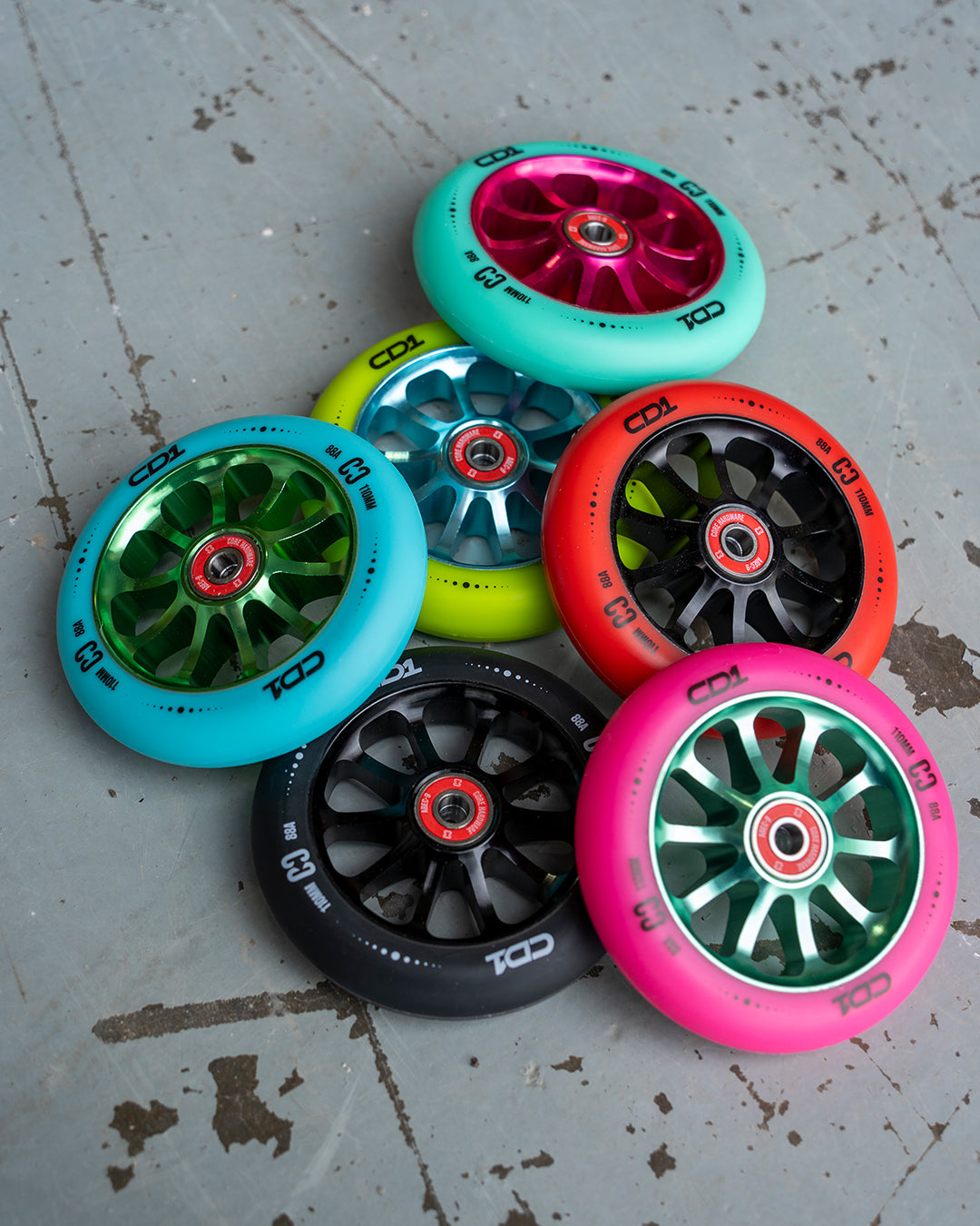 CORE CD1 Spoked Stunt Scooter Wheel 110mm - Pink/Teal
