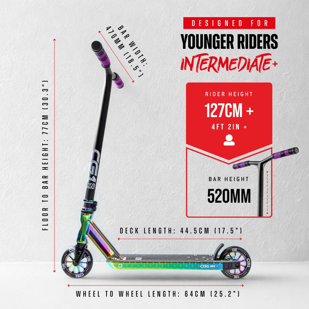 CORE CG1 Mini complete stunt scooter in neochrome and black