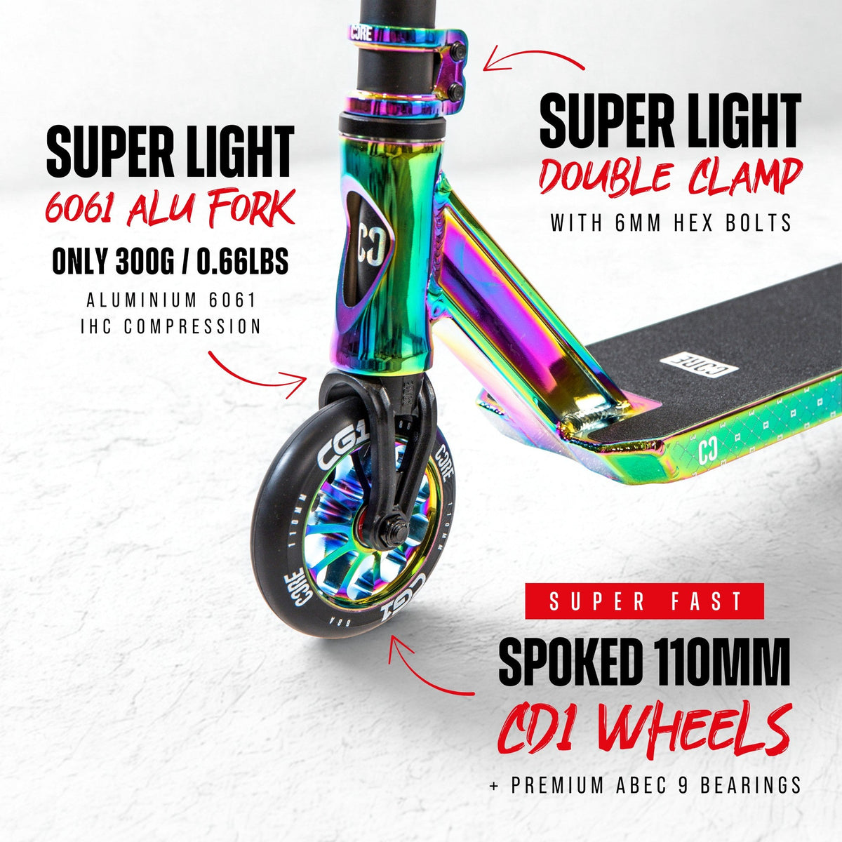 CORE CG1 Mini complete stunt scooter in neochrome and black