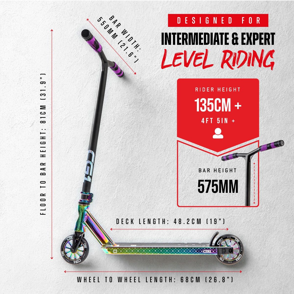 CORE CG1 complete stunt scooter in neochrome and black