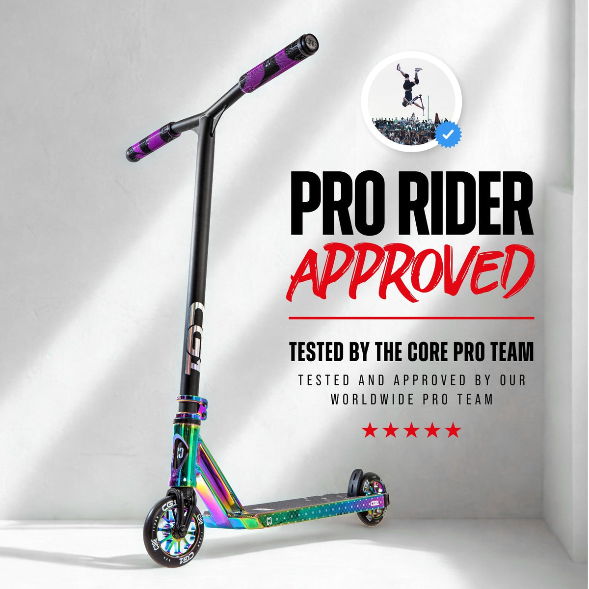 CORE CG1 complete stunt scooter in neochrome and black