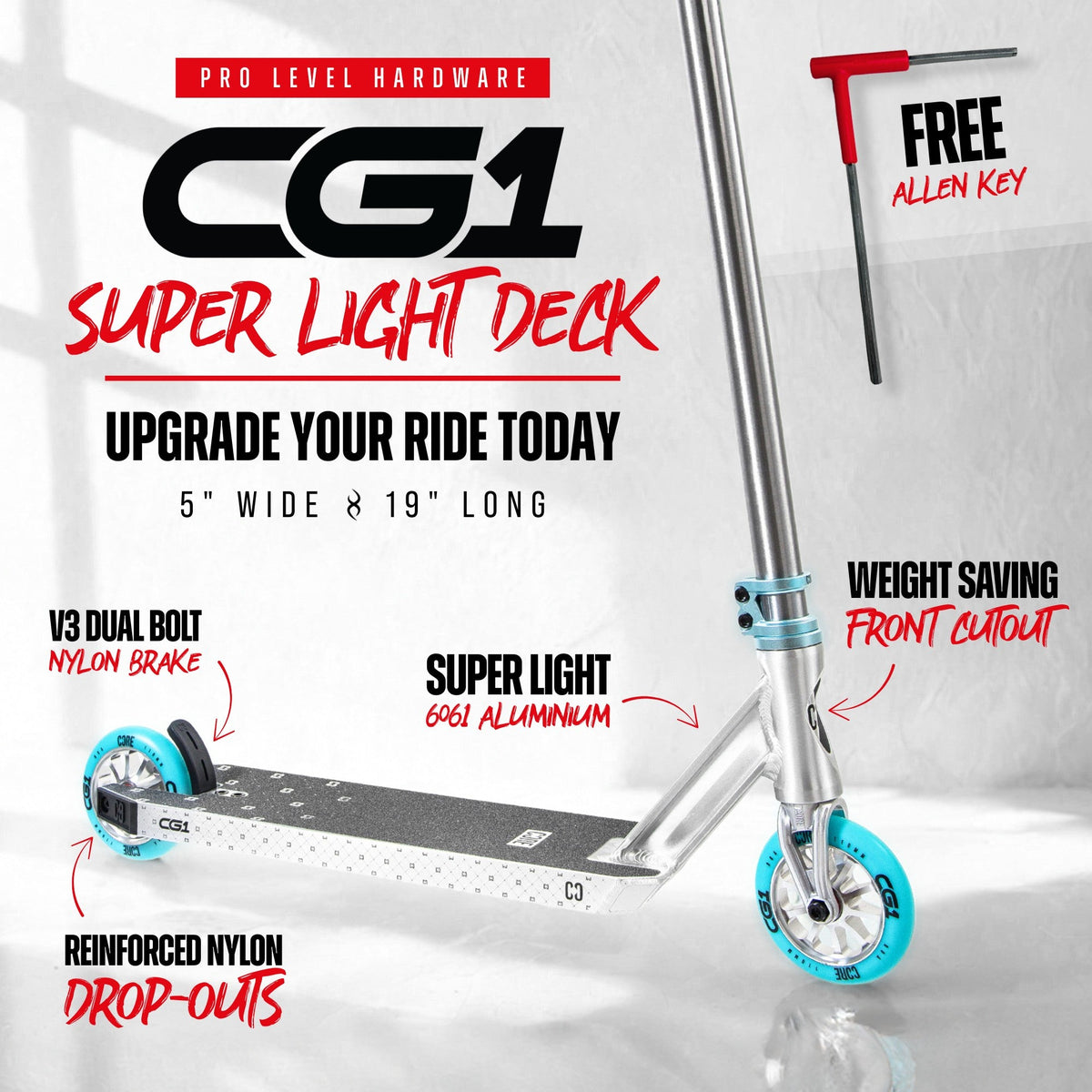 CORE CG1 complete stunt scooter in raw and teal