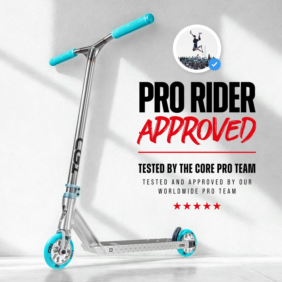 CORE CG1 complete stunt scooter in raw and teal
